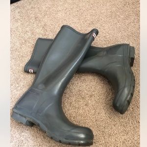 Hunter Original Tall Gloss Women's Rain Boots - Gray, 7 US